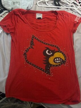 PINK Victoria's Secret Red Louisville Cardinals Studded Tee